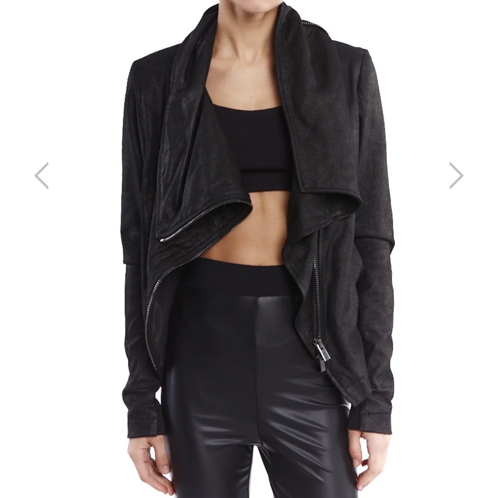 LA HAINE- Italian Designer- High Neck Crinkle Leather Jacket